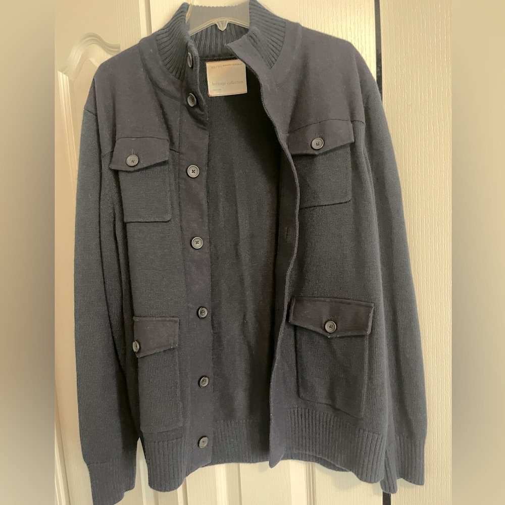 Navy Blue designer Cardigan, size XL.